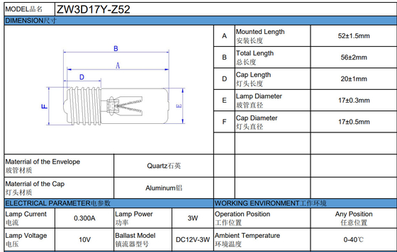 UV-Vorschaltgerät 12 VDC Elektronisches 3-W-Vorschaltgerät UV-Kleinleistung, die Bakterien abtötet